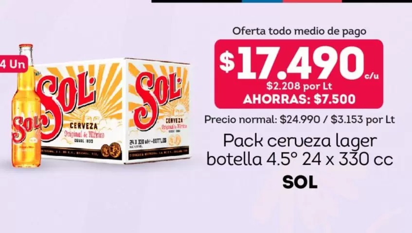 Sol - Pack Cerveza Lager Botella