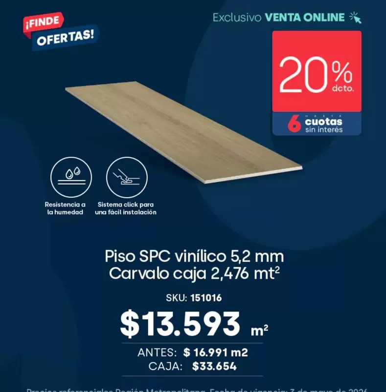 Piso Spc Vinilico Carvalo Caja