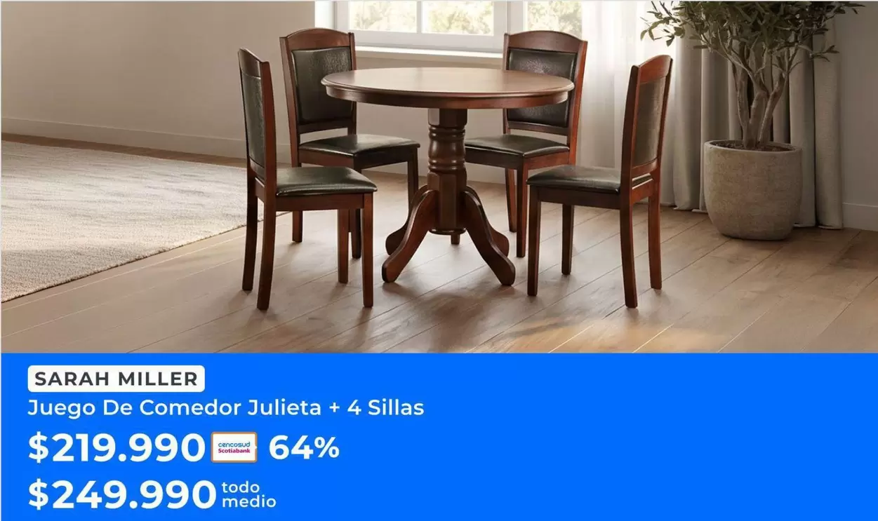 Miller - Juego De Comedor Julieta + 4 Sillas