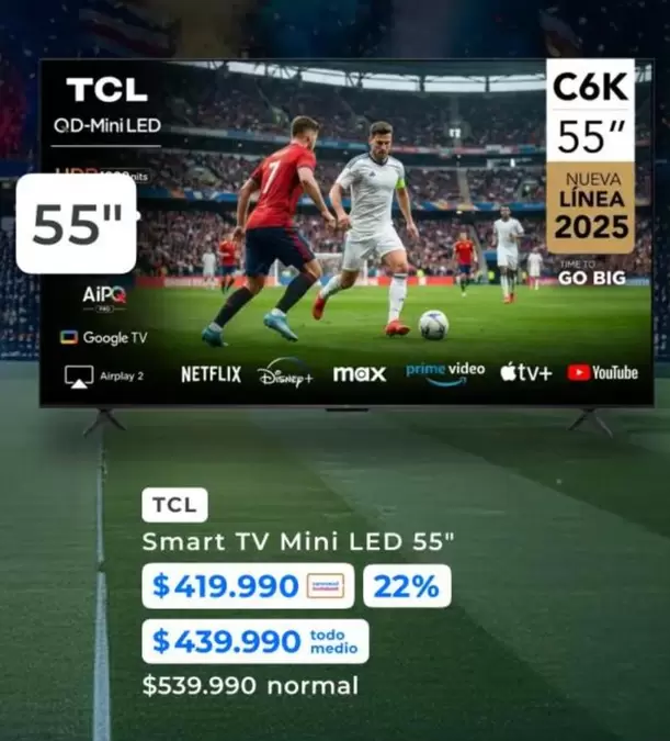TCL - Smart Tv Mini Led 55"
