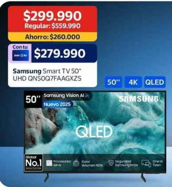 Samsung - Smart TV 50" UHD QN50Q7FAAGXZS