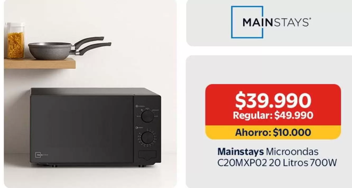 Mainstays -  Microondas C20MXP02 20 Litros