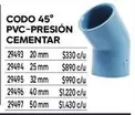 codo - Codo 45° Pvc-presion Cementar