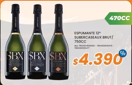 Brut - Espumante 12o Subercaseaux / 750cc
