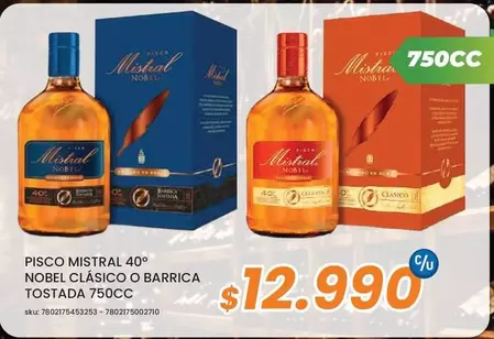 Mistral - Misco  40° Nobel Clasico O Barrica Tostada 750cc