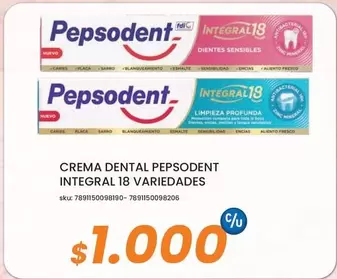 Pepsodent - Crema Dental Integral 18 Variedas