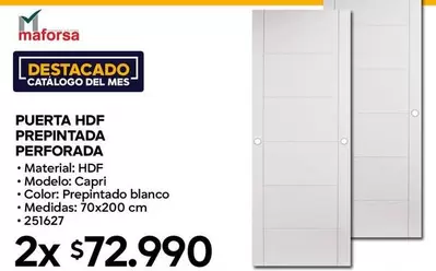 Capri - Puerta Hdf Prepintada Perforada