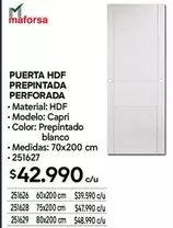 Capri - Puerta HDF Prepintada Perforada
