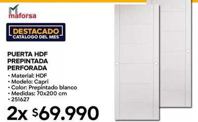 Capri - Puerta HDF Prepintada Perforada