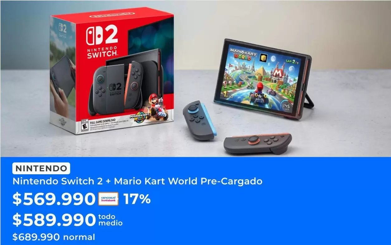 Nintendo Switch 2+ Mario Kart World Pre-cargado