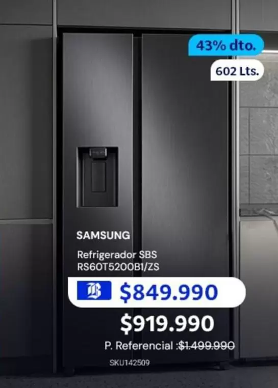 Samsung - Refrigerador Sbs Rs60t5200b11zas