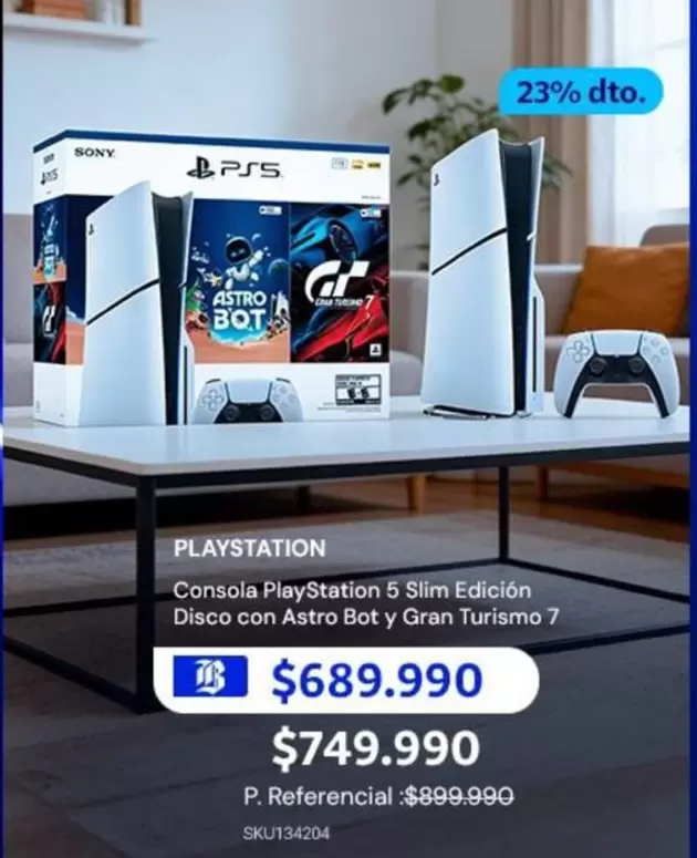 SONY - Consola Playstation 5 Slim Edicion Disco Con Astro Bot Y Gran Turismo 7