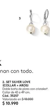 Nan - Set Silver Love (Collar + Aros)