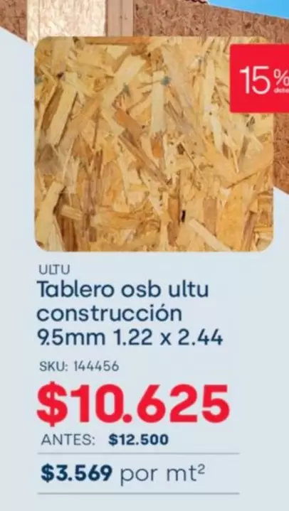 Tablero Osb Ultu Construcción 9.5mm 1.22 X 2.44