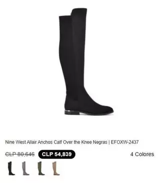 Nine West Allar Anchos Caf Over The Knee Negras
