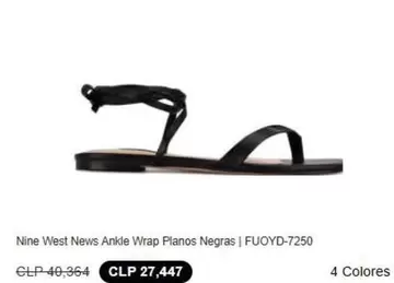 Nine West News Ankle Wrap Planos Negras | Fuoryd-7250