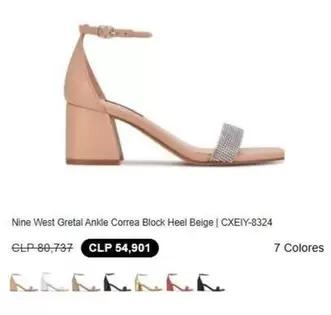 Heel - Nine West Greatal Ankle Correa Block  Beige