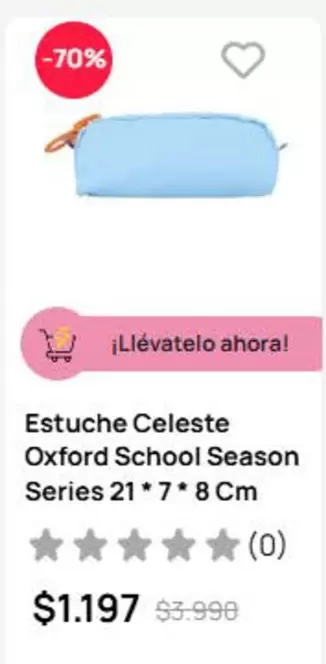 Oxford - Estuche Celeste  School Season Series 21 7* 8 Cm