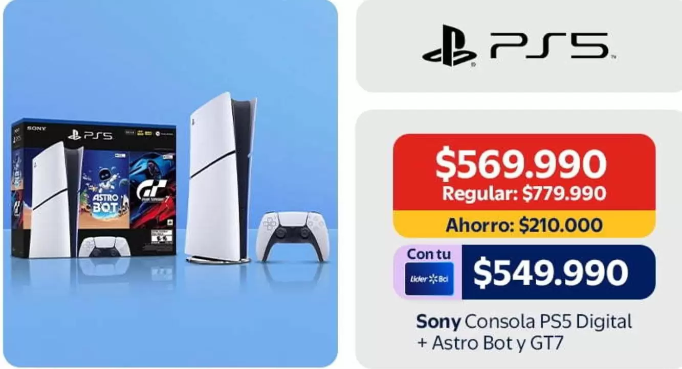 SONY - Consola PS5 Digital + Astro Bot Y GT2