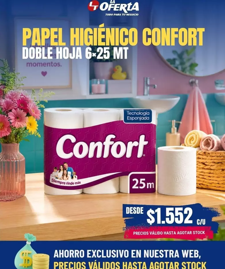 Confort - Papel Higienico  Doble Hoja 6+25 Mt
