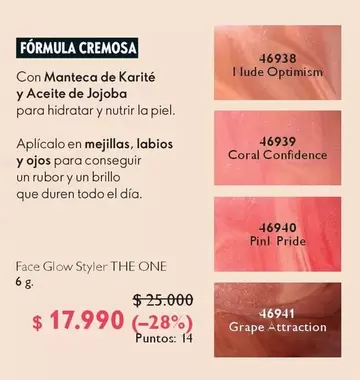 Coral - Face Glow Styler The One 6g