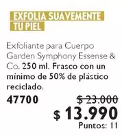 Exfoliante Para Cuerpo Garden Symphony Essense & Co., Frasco Con Un Minimo De 50% De Plástico Reciclado. 47700