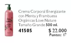 Natur - Crema Corporal Energizante Con Menta Y Frambuesa Orgánicas e Tamano Grande