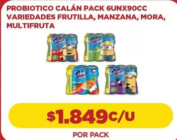 Calán - Probiotico Pack 6unx90cc variedades frutilla,, Mora, Multifruta