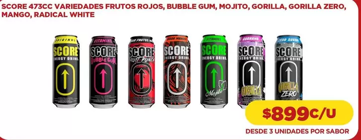 Score - 4735cc Variedades Frutos Rojos, Bubble Gum, Mojito, Gorilla, Gorilla, Zero, Mango, Radical White