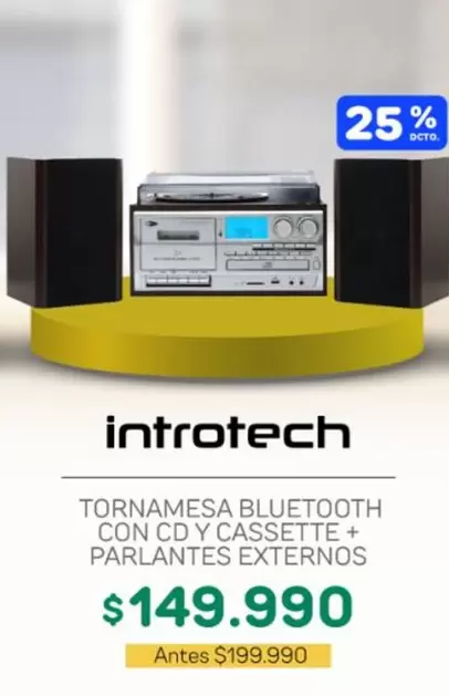 Tornamesa Bluetooth Con Co Y Cassette + Parlantes Externos