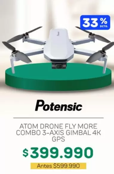 Atom Drone Fly More Combo 3-axis Gimbal 4k Gps