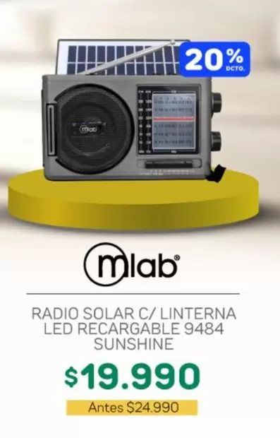 Radio Solar C/ Linterna Led Recargable 9484 Sunshine