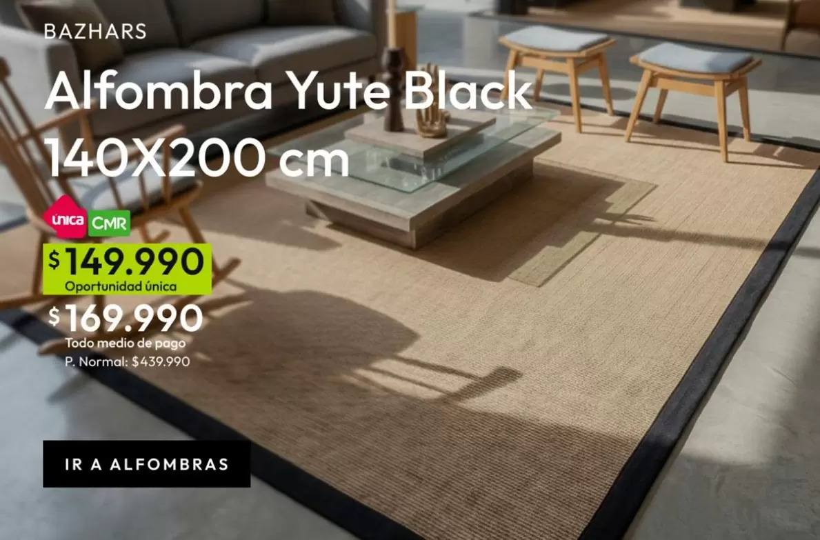 Alfombra Yute Black 140x200 Cm