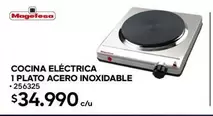 Magefesa - Cocina Eléctrica 1 Plato Acero Inoxidable