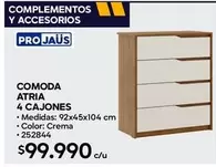 Comoda Atria 4 Cajones
