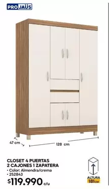 Closet 4 Puertas 2 Cajones 1 Zapatera