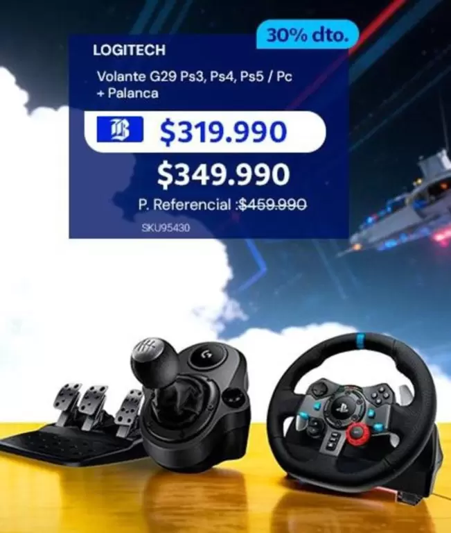Logitech - Volante G29 Ps3, Ps4, Ps5 / Pc + Palanca