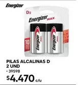 Energizer - Pilas Alcalinas D 2 Und