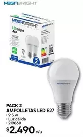 Pack 2 Ampolletas Led E27