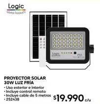 Control - Proyector Solar 30W Luz Fria
