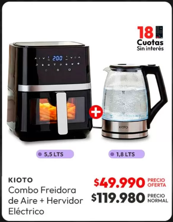 Kioto - Combo Freidora De Aire + Hervidor Eléctrico