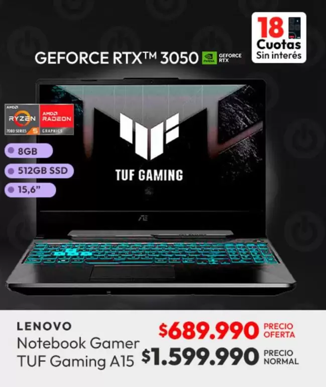 Lenovo - Notebook Gamer Tuf Gaming A15