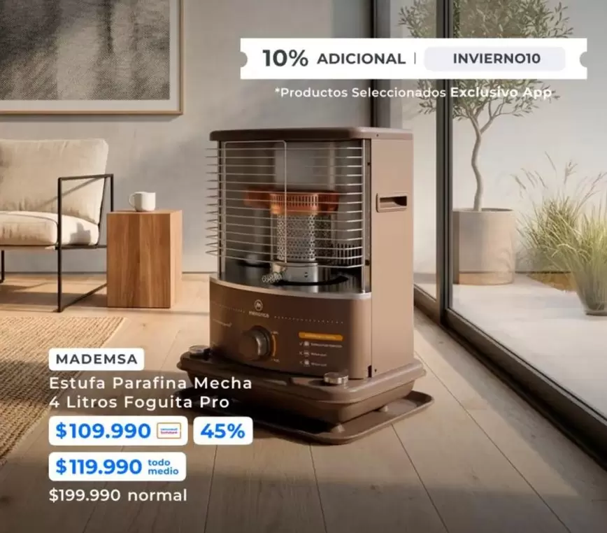 Mademsa - Estufa Parafina Mecha 4 Litros Foguita Pro