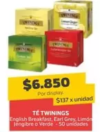 Twinings - English Breakfast, Earl Grey, Limon Jengibre O Verde