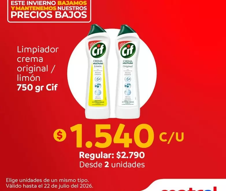 Cif - Limpiador Crema Original / Limón