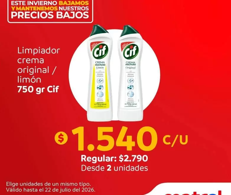 Cif - Limpiador Crema Original / Limón