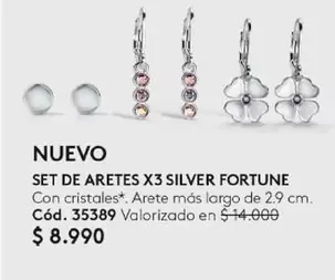 Nuevo Set De Aretes X3 Silver Fortune