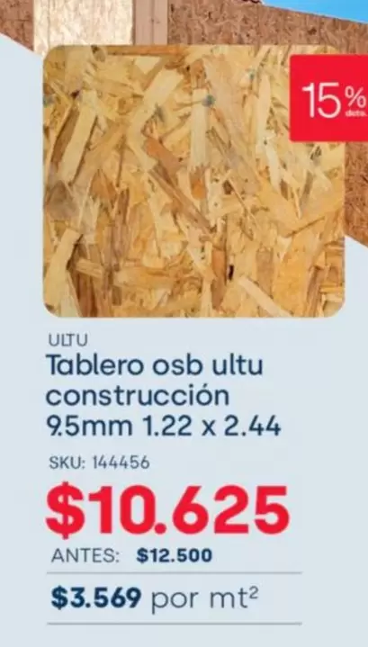 Tablero Osb Ultu Construcción 9.5mm 1.22 X 2.44