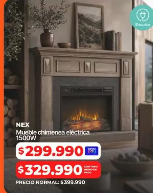 Nex - Mueble Chimenea Eléctrica 1500w