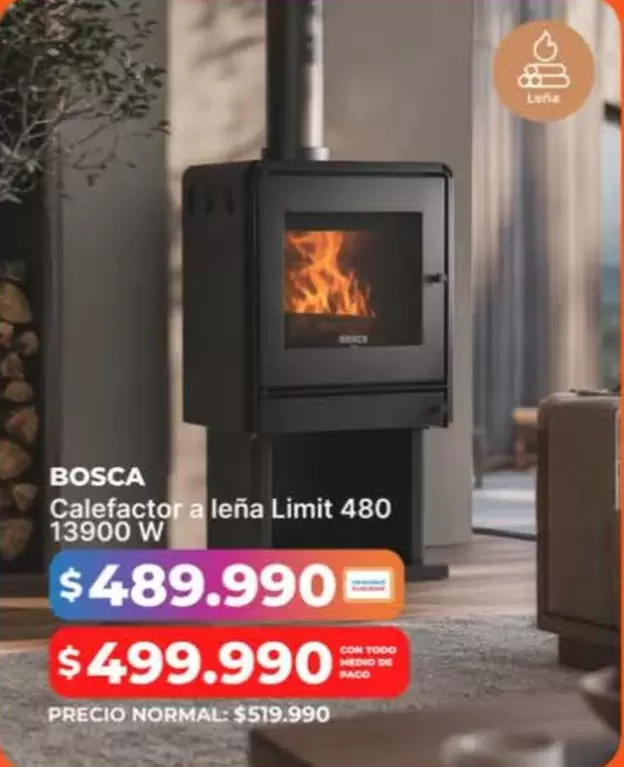Bosca - Calefactor A Leña Limit 480 13900 W